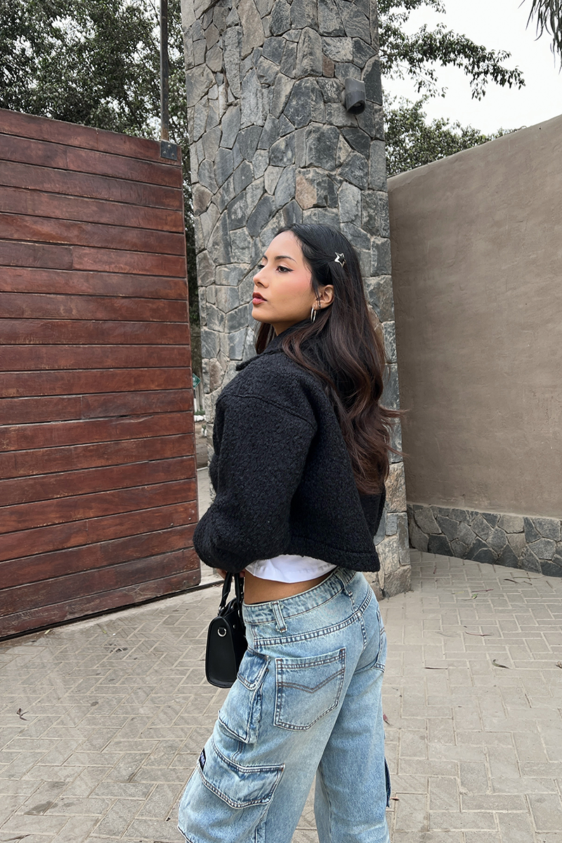 Jacket Crop Bali - Negro