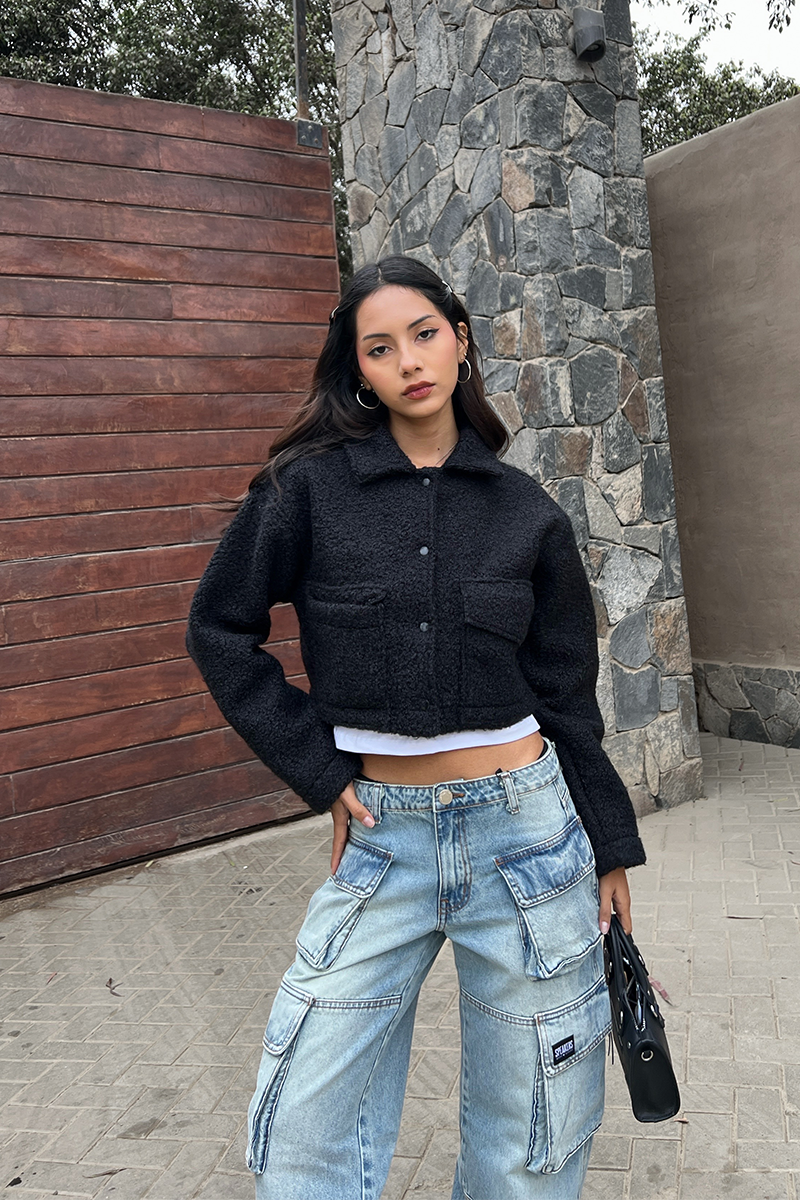 Jacket Crop Bali - Negro