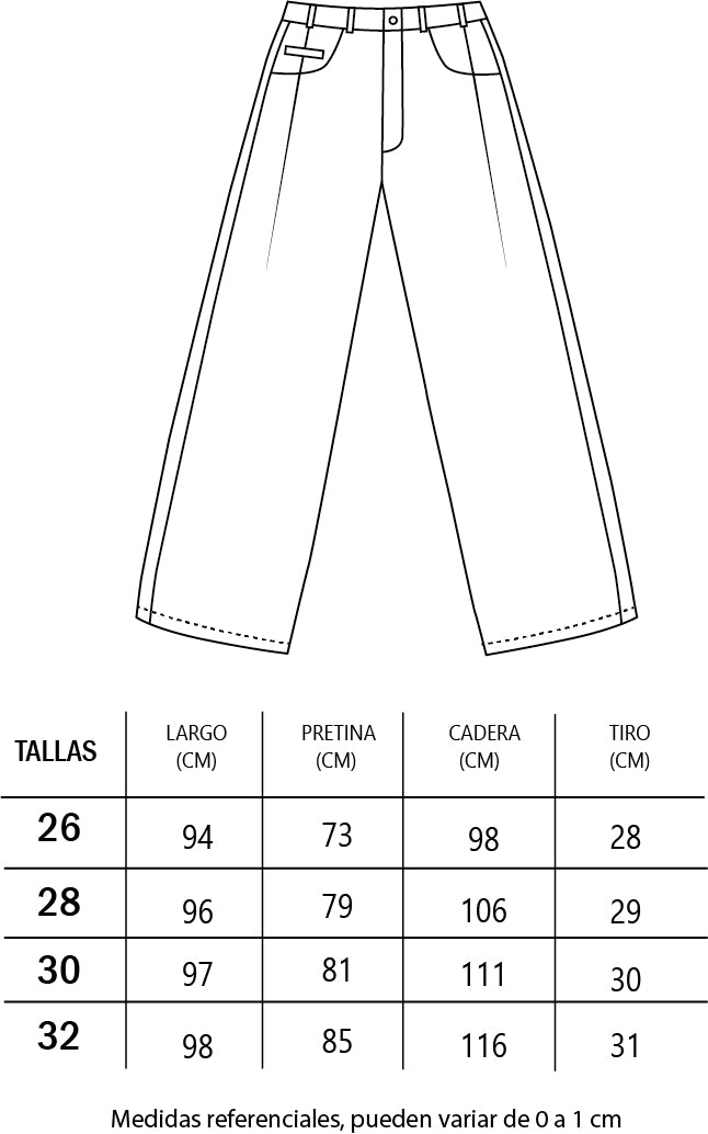 Size chart for Jeans Kaled