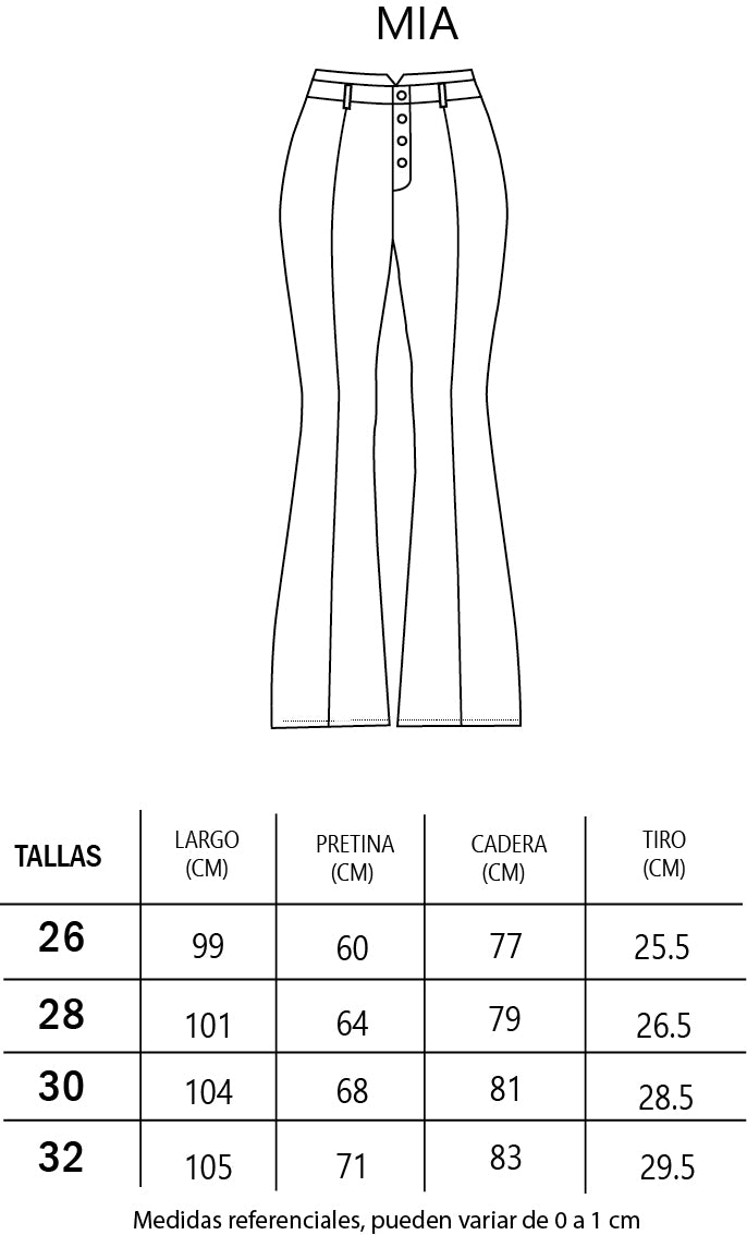 Size chart for Jeans Flare Mia